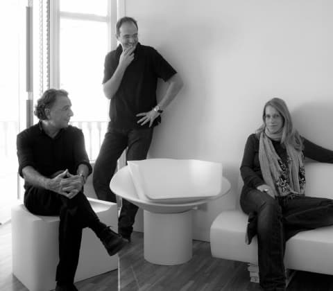 A portrait of Alberto Lievore, Manel Molina, and Jeannette Altherr